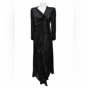 Vintage Sonia Rykiel Paris Black Midi Dress – Draped Designer Evening Dress